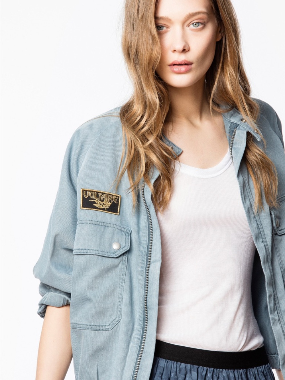 Zadig & Voltaire Bonnie Jacket Blue Utility Cropped Size M
